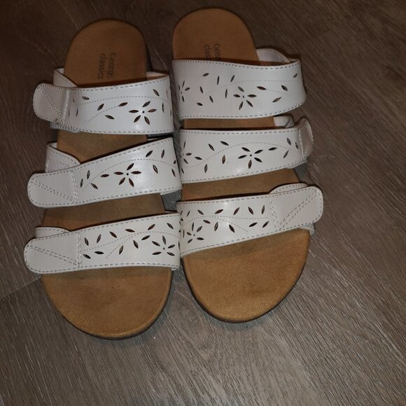George Shoes - George Classics Keri Ladies Size 9W Velcro Closure White Lightweight Sandals